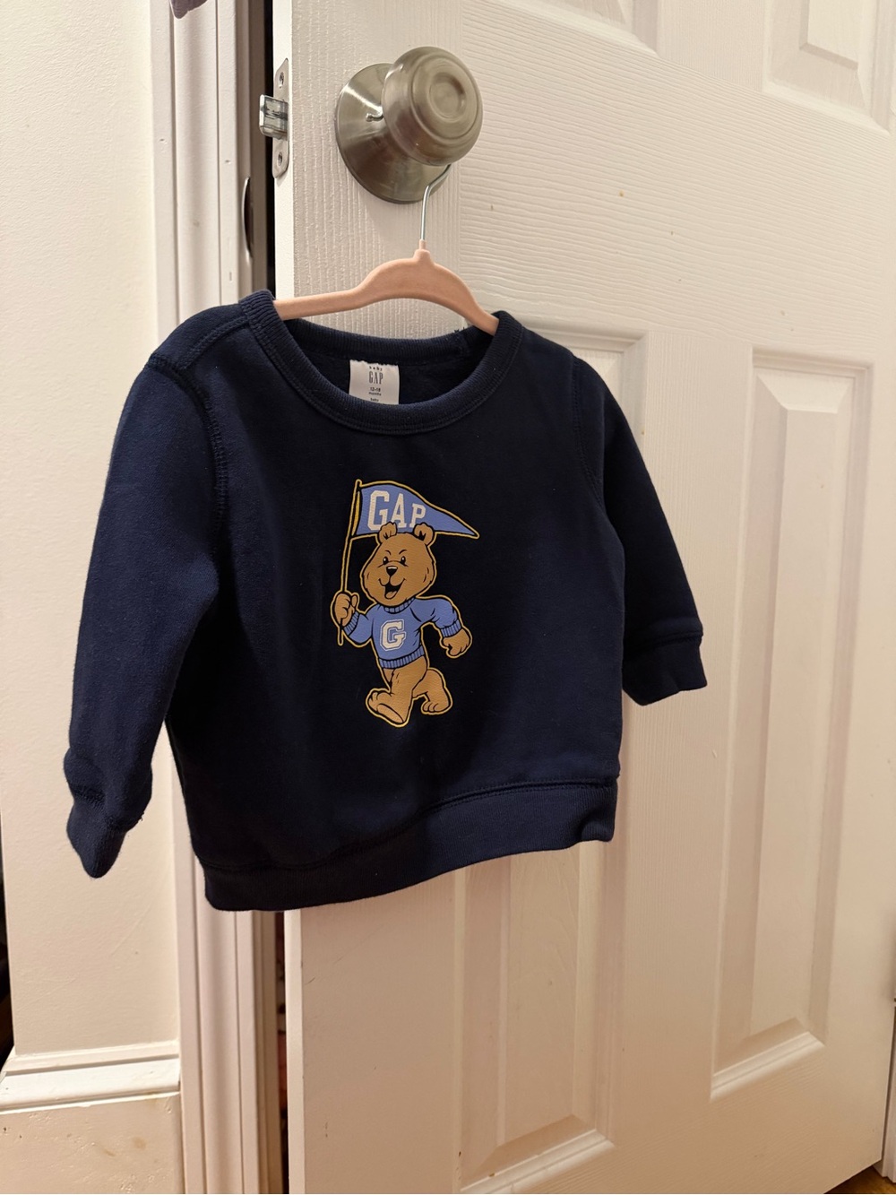 GAP Navy Sweatshirt with Bear Holding Flag